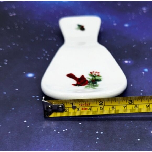 Royal Norfolk Christmas Ceramic Spoon Rest Red Cardinal & Pinecone Design 9" - Picture 6 of 6